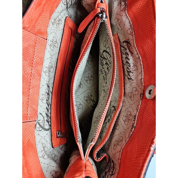 GUESS Y2k Purse, Handbag Adj Strap Tote Coral/Pink Faux Leather - Picture 11 of 16